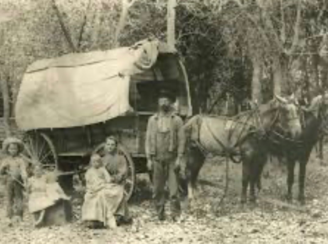 Ruby Peterson's family in the covered wagon era